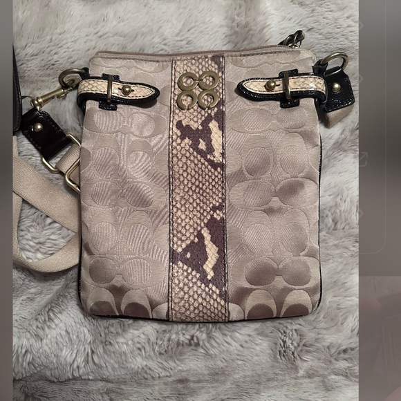 Coach Colette Signature Python Khaki Tan Crossbody Bag - Picture 1 of 7